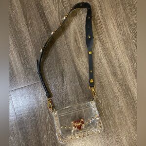 Clear purse with gold details + strap